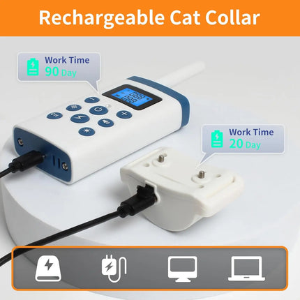 New Cat Shock Collar with Remote, 4 IN 1 Cat Training Collar with Auto Anti-Meow, Beep, Vibration, Safety Shock 4 Modes for Cats