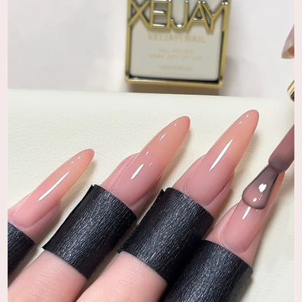 1/6Pcs 15ml Jelly Ice Nude Peelable Polish, UV/LED - set, Formaldehyde - free. Oval, Glossy. Good for Salon & DIY
