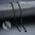 3mm Black Cuban / 60cm 24inch