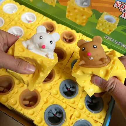 Mouse Squishy Toy Cheese Stress Ball Squishy Rat Squeeze Cheese Fidgets Squishy Mice Toy Stress Novelty Toy for ADHD ADD OCD