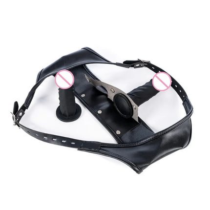 Ultra Sexy Silicone Dildo Sex Toy Kits with No Vibration Vaginal Anal Plug Harness Panties for Women Men Leather Bondage Gear