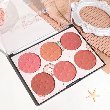 Natural Makeup 6-color Blush Palette – Sweet & Charm Light Shades for Brightening Matte Watercolor Effect Perfect for Days