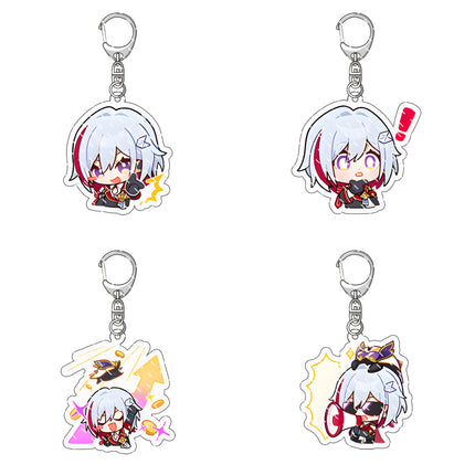 Honkai: Star Rail Anime Figure Acrylic Keychain Dan Heng Feixiao Firefly Model Plate 4pc/set Keyring Game Fans Gift