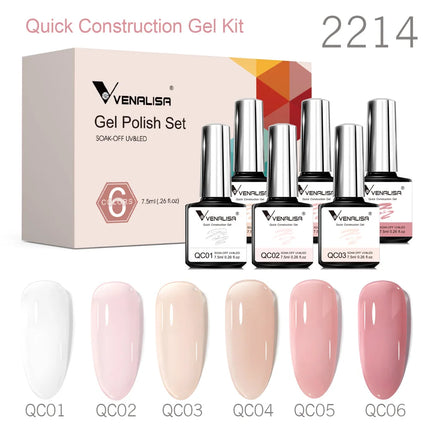 6pcs/kit VENALISA Valentine's Day Collection Lovely Pink Nails HEMA FREE TPO FREE Soak Off UV LED Semi Permanent Set Gel Varnish
