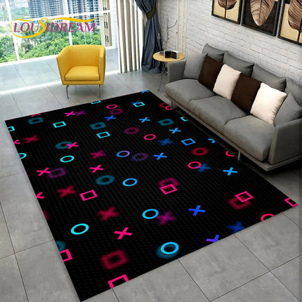 3D Cartoon Game Gamer Gamepad Large Area Rug, Carpet Rug for Living Room Kids Bedroom Sofa Doormat Decor, Child Non-slip Floor Mat