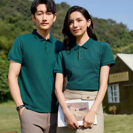 Summer 100% cotton overalls polo shirt custom company logo embroidered lapel short-sleeve T-shirt printing