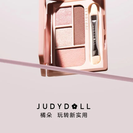 Judydoll 4 Colors Eyeshadow Palette Blush Eyeliner Eye Shadow Highlight Contour Palette Silkworm Plate Face Brighten Makeup