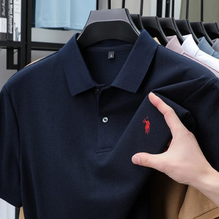 100% pure cotton new high-end brand men's short-sleeved polo shirt summer fashion hot selling pony embroidery golf top T-shirt