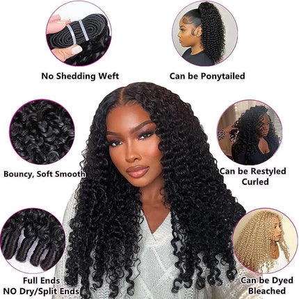 Burmese Curly Bundles Human Hair Spiral Curly End Quick Weave Hair Extensions Water Wave Hair Bundles For Woman Natural Black