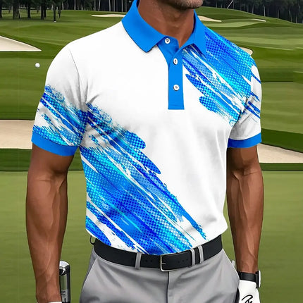 2026 Men's Geometic Golf Sports Polo Shirts Short Sleeve Polo Shirts Collared Shirts Casual Athleisure Buttons Summer Spring