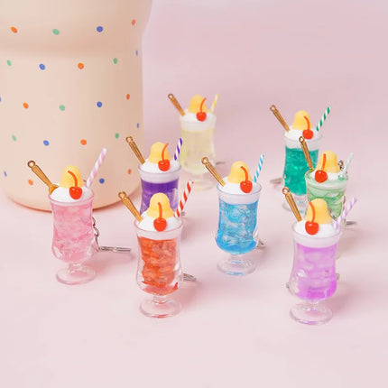 New Simulation Ice Cream Cup Model Key Chain Pendant Cute Ice Dream Cup Pendant Key Ring Party Gift Jewelry