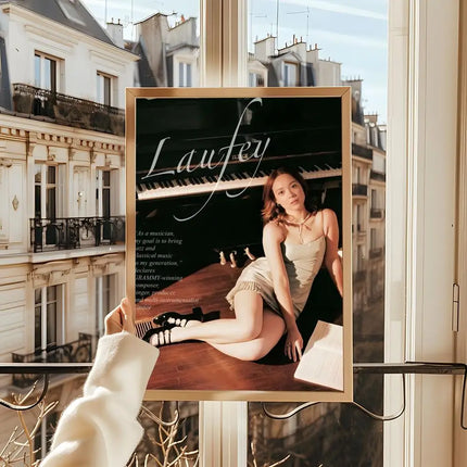 Singer Cute L-LaufeyS Modern Wall Art Poster Sticker For Living Room Bedroom Bar Home Decor Mural Painting Decoration