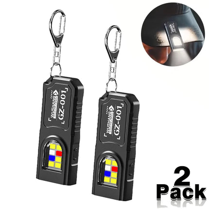 Multifunctional Mini COB LED Keychain Flashlight USB Rechargeable Hat Clip Lamp Work Light Keyring Camping Walking Pocket Lamp