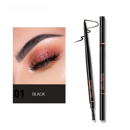 Waterproof Double-Headed Rotable Eyebrow Pen with 1.5mm Fine Refill And Eyebrow Brush for Precision Brows Makeup