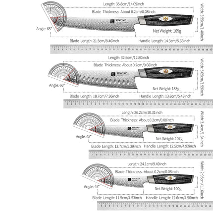 XINZUO 2PCS-7PCS Damascus Steel Knife Set With 145 Layers M390 Steel Black Carbon Fiber Handle Rust - Resistant  Gift Box