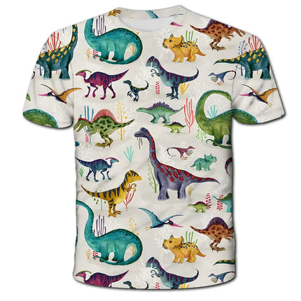 2024 Child Boys Girls Dinosaur T-shirts Summer Short Sleeve Boy Clothes Casual T Shirt Tops Tee Children's clothing 3-14 year