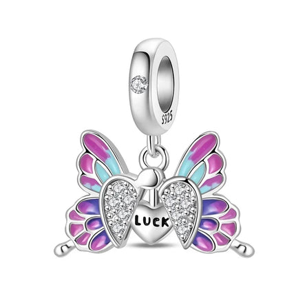 Original Charms 925 Sterling Silver Butterfly Pendant Dragonfly Flowers Bead For Women Necklace DIY Bracelet Fine Jewelry Gift