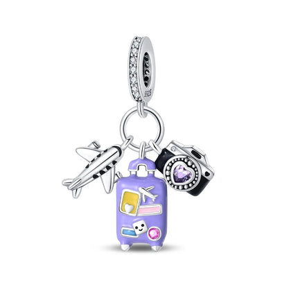 Purple Series 925 Sterling Silver Lily of the Valley Rose Mermaid Witch Hat Charm Fit DIY Bracelet Necklace Charming Gifts