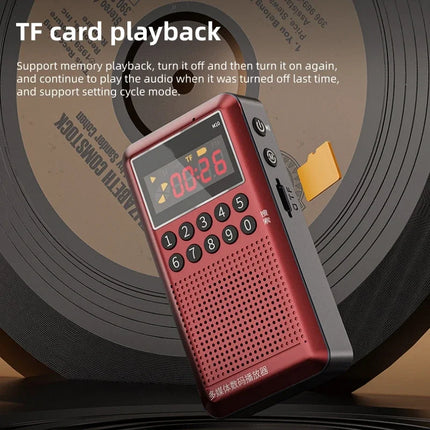 Pocket FM Radio, Bluetooth MP3 Player with Voice Recorder,TF Card Support, LED Digital Display, Portable Radio for Travel