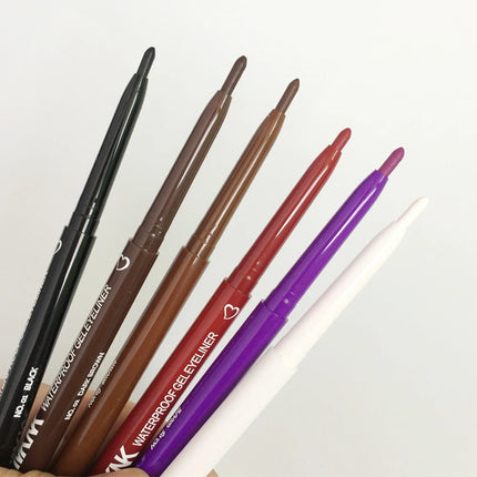6 Colors Eyeliner Pencil Waterproof Long-lasting Red Black Brown Eyeliner Easy Wearing Quick Dry Smooth Eye Liner Gel Eye Makeup
