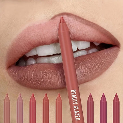 BEAUTY GLAZED 10 Color Nude Lip Liner Natural Long-Lasting Waterproof Matte Effect  Easy-To-Color and Non-Smudge Lip Liner