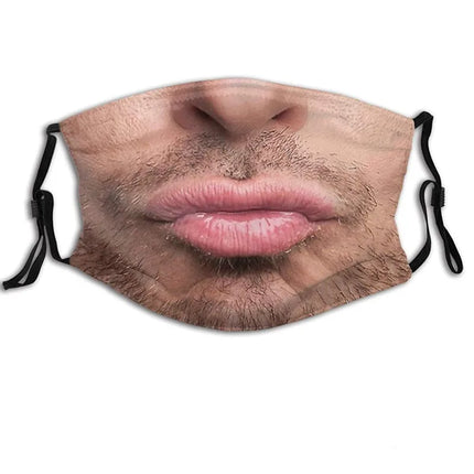 Personalized Social Funny 3D Facial Expression Masks Women Men Prom Party Ride Breathable Mouth Face Mask Creative Printed Masks