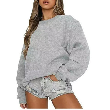 Spring Autumn Women's sweatshirt daily Casual Pullover Solid Color Sportswear comfort O-Neck Tops Loose long sleeve sweatshirt