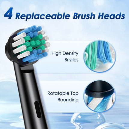 Rotating Electric Toothbrush, 5 Cleaning Modes Timer Clean Teeth Whitening, USB Rechargeable Toothbrush with Replaced Heads