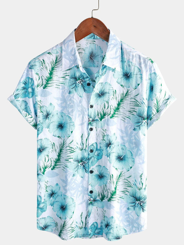 Summer Mens Striped Floral Patchwork Hawaiian Shirt 3D Print Short Sleeve Pocket Casual Oversized Beach Camisa Havaiana Listrada