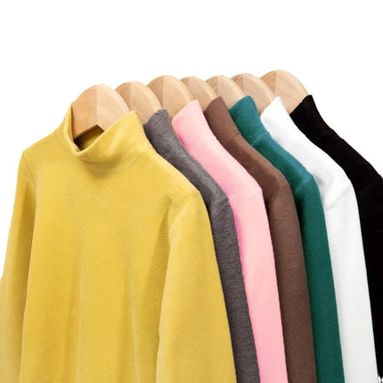 1pcs Children Thermal T-shirt Boys Girls Base TShirt Autumn Winter Warm Student Trendy Solid Color Long Sleeved Top Kid Clothing