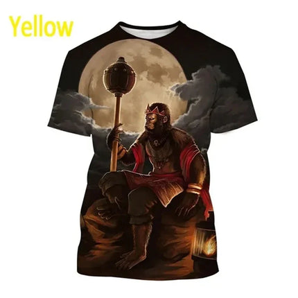 New Indian Monkey God Hanuman 3D Printed T-Shirt Men And Women Clothing Hindu Myth Figure Pattern Streetwear Top Tshirt Tees