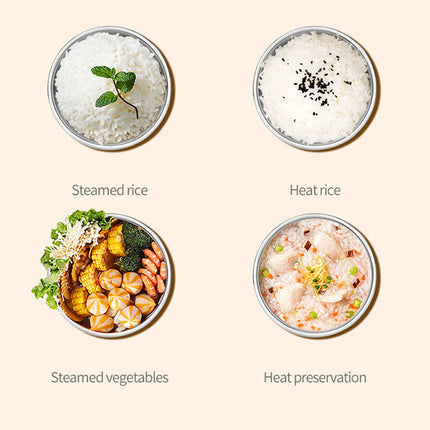 Double Layer Electric Lunch Box Portable Food Heater with 4 Stainless Steel Bowls Lunch Warmer for 24 Hour Reservation