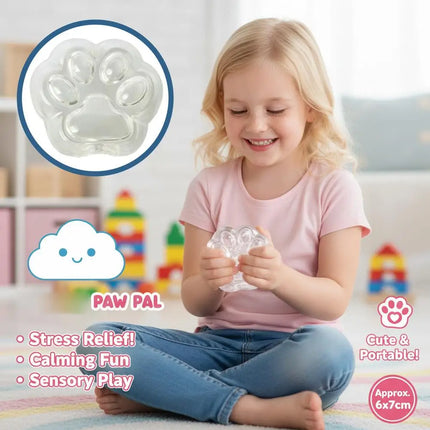 Cute Transparent Cat Paw Empty Ball Shell DIY Squeeze Stress Relief Toy Hollow Plastic Paw Shape Fidget Sensory Toy Container