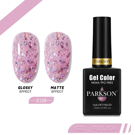Parkson 12ml Nail Gel Polish TPO HEMA Free Glitter Semi Permanent Soak Off UV LED Long Wear Ultra Diamond Top Coat Varnish