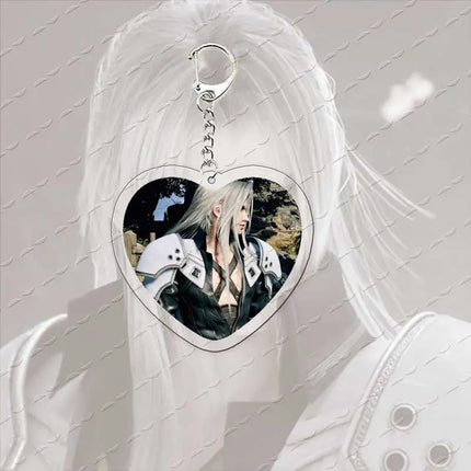 Acrylic Hot Game Sephiroth Keychain Bag Charms Heart Sephiroth Keyrings Pendant Accessories Gamer Fans Gifts