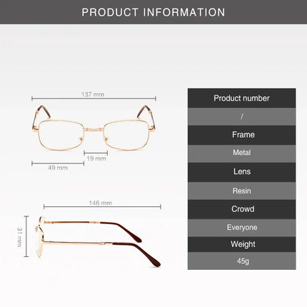 Multifocal Folding Reading Glasses Anti-blue Light Men Women Metal HD Lenses Eyewear Far Near Sihgt Eyeglasses With Leather Box