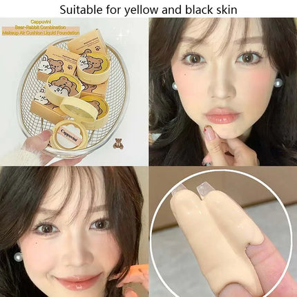Moisturizing Concealer Air Cushion Foundation Cream Light Natural Waterproof Brighten High Coverage Base Makeup Cosmetics