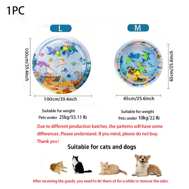 Summer pet cooling mat, Thickened Inflatable Water Mat For Cat And Dog Pet Playmat With Fish Sea Ocean Theme Sensory Toy Water