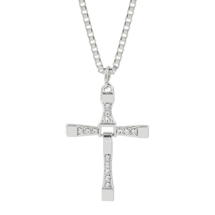 The Fast and The Furious Toretto Male Crystal Necklaces & Pendants Fashion Movie Jewelry Men Classic Cross Pendant Necklace