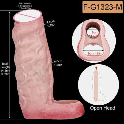 SXXY 2 Colors Silicone Realistic Deep Veins Open Head Penis Sleeve For Men Delay Ejaculation Soft Inner Thread Cock Ring Dick Sh