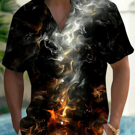 New Hawaii Spring/Summer Fashion Leisure Street Walk Tourist Beach Printed Full Open Short Sleeve Button Shirt, Quick Shipping