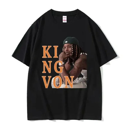 Rapper K-King Von Graphic Print T-Shirts Men Women Streetwear Hip Hop Fashion Cotton Oversized Tops Harajuku Y2K Summer New Tees