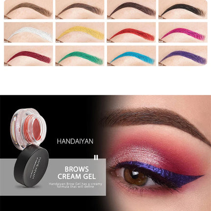 HANDAIYAN 12 Colors Eyebrow Gel Colorful Eyebrow Cream Eyebrow Dye Glue No Fading Waterproof Long Lasting Brow Makeup Cosmetics