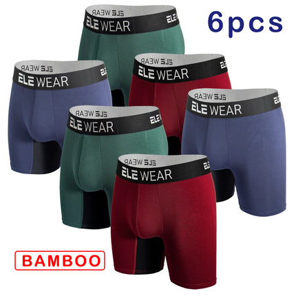 6 pcs Bamboo Men Underwear Boxers Breathable Mens Boxershorts Men's Panties Underpants Plus Size Fashion Boxers Briefs Trunks