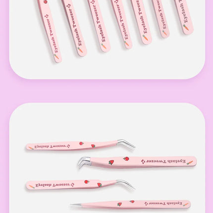 6 Types False Eyelash Tweezers Stainless Steel Anti-static Pincet Curved Strip 3D Lashes Extension Tweezer Makeup Tools