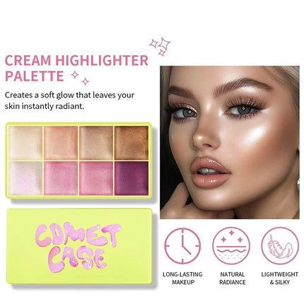  8-Color Eyebrow Cream Blush Curve Case Cream Cosmetics Palette Matte Shimmer Finishes Shadow Tones Long-Lasting Cosmetics