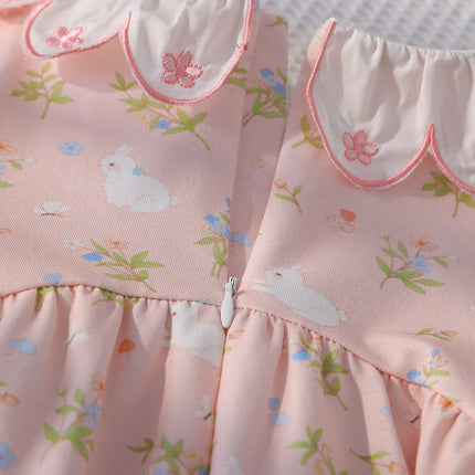 Girls Pink Floral Long Sleeve Blouse Ruffle Neckline Toddler 2-6 Years Kids Autumn Cute Clothing