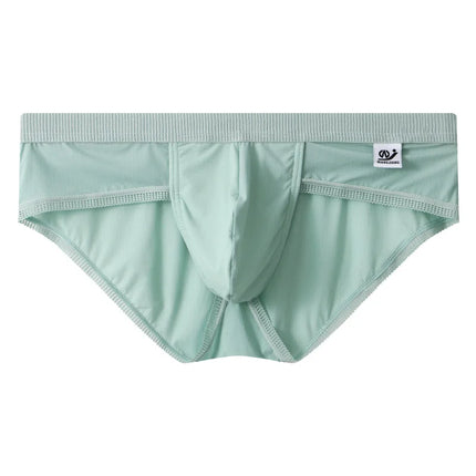 Men's Ice Silk Seamless Briefs Ultra-Thin Breathable Underwear with Sexy U Convex Pouch Mid-Waist Comfortable Summer Shorts