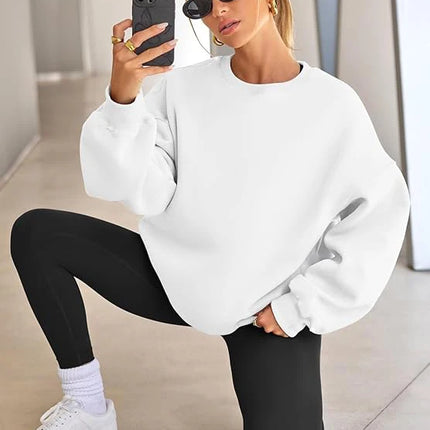 Plus Size Solid Color Sweatshirt, Casual Long Sleeve Crew Neck Pullover Sweatshirt, Women's Plus Size Clothing