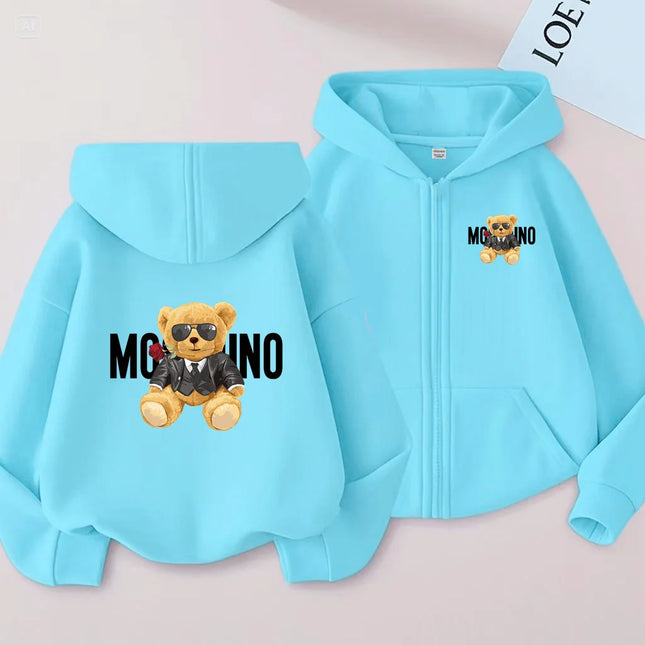 Children's New Zipper Style Long Sleeve Hoodie Cute Bears Pretty girl Charming Coat Girls Boy 3-12Yrs Leisure Sweatshirt Clothes